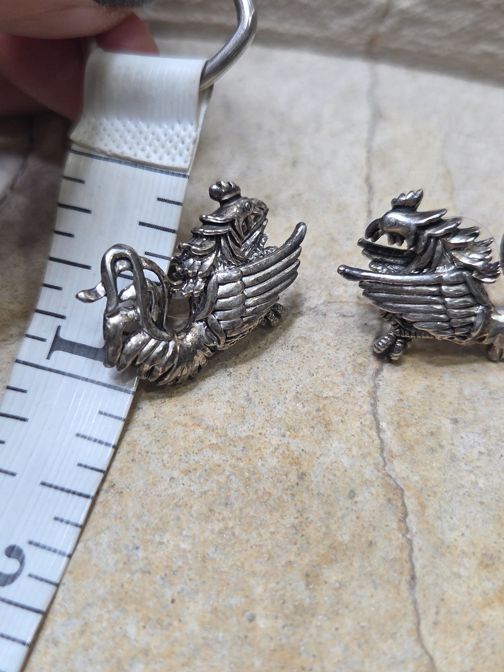 MJ Silver Phoenix firebird Dragon Earrings - Rare - Picture 7 of 7